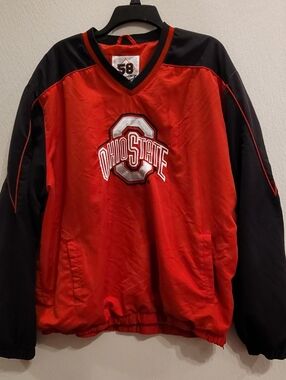Ohio State Buckeyes Windbreaker Pullover Jacket Mens 2XL Red Black 58 Sports
